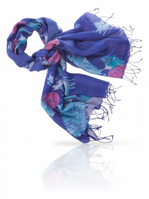 Палантин Женский S30-BRUSH.FLOWER/NAVY